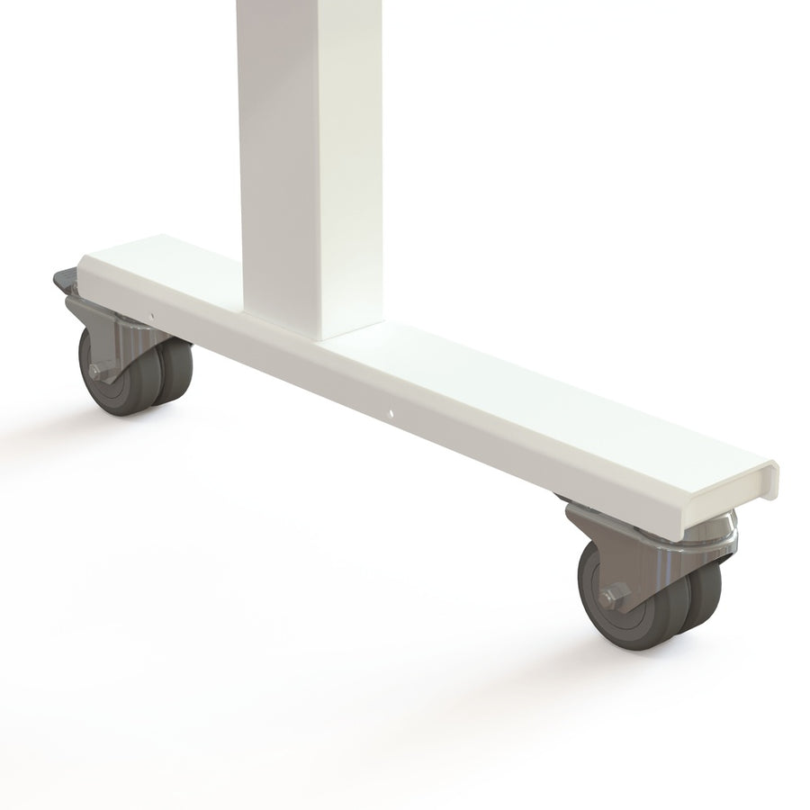 Conset DM96 Height Adjustable Desk main view, white melamine top with white frame