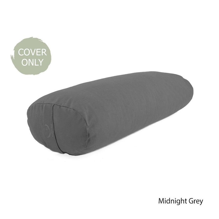 Replacement Cover for Organic Cotton Oval Yoga Bolster in Tree Bark color view with soft, breathable organic cotton fabric.