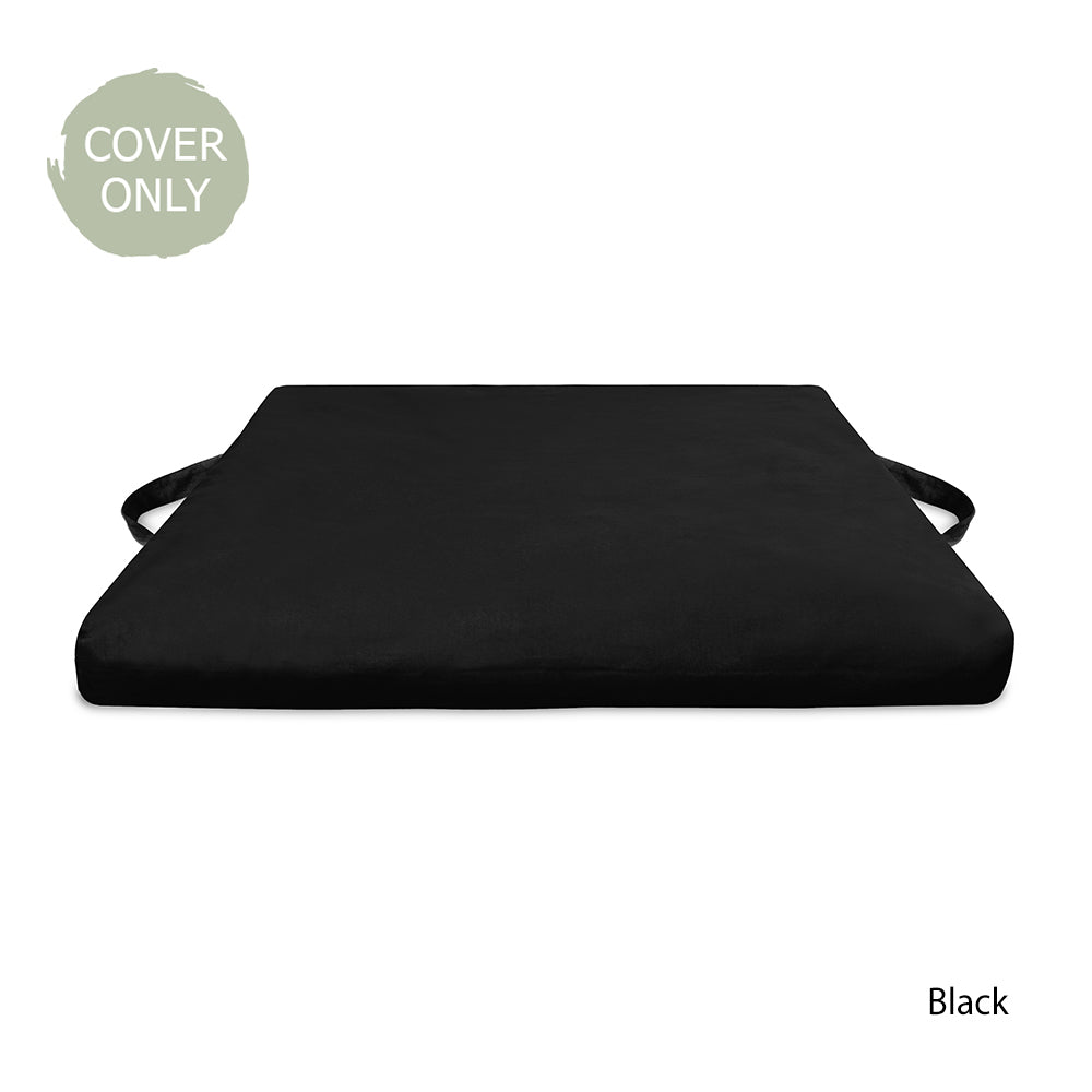 Replacement cover for zabuton meditation cushion in black organic cotton