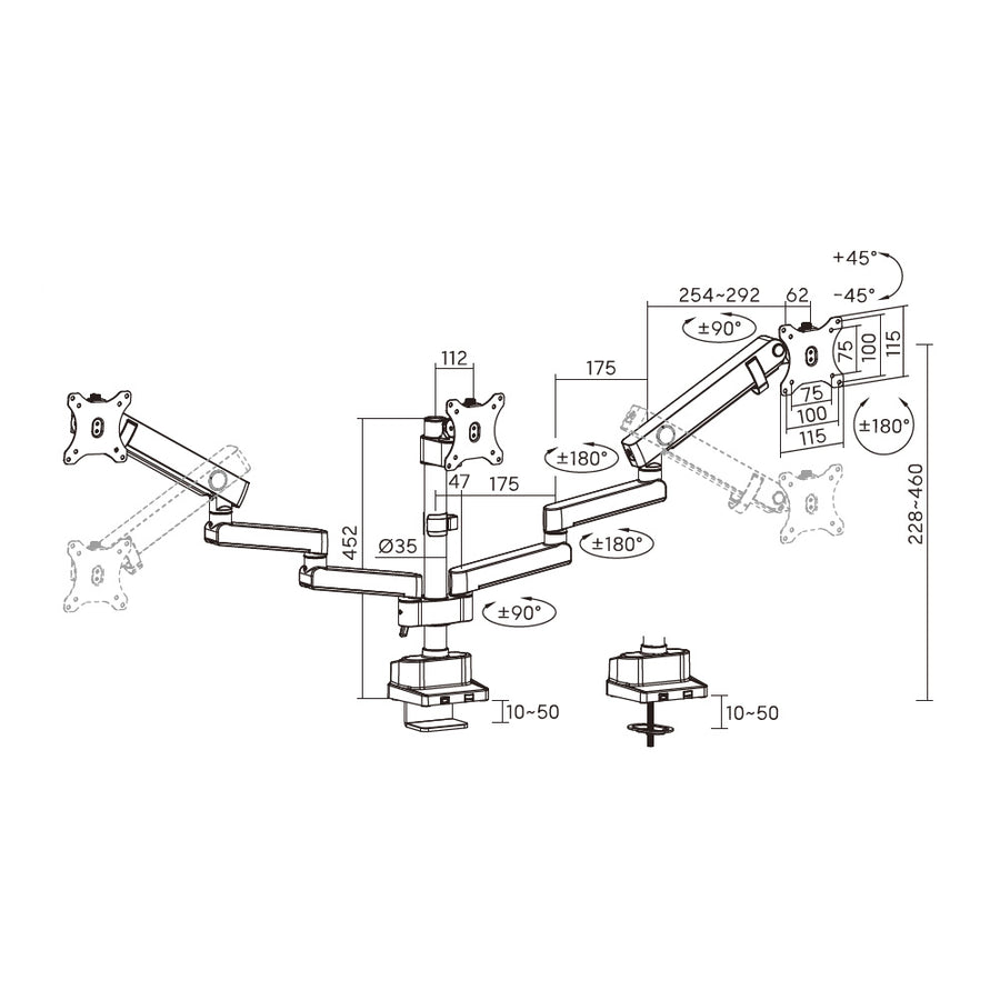 Vida Triple Monitor Arm