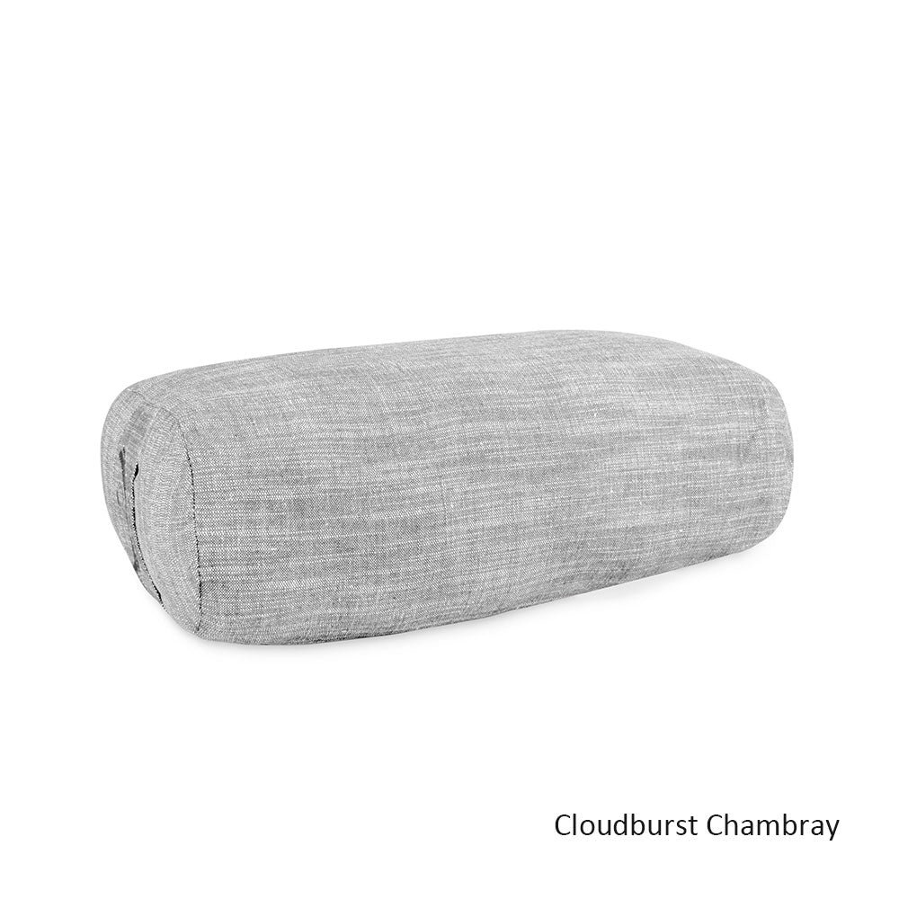 Meditation Cushion - Organic Cotton Rectangular Zafu Chambray (Filled with Buckwheat Husks)