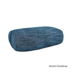 Meditation Cushion - Organic Cotton Rectangular Zafu Chambray (Filled with Buckwheat Husks)