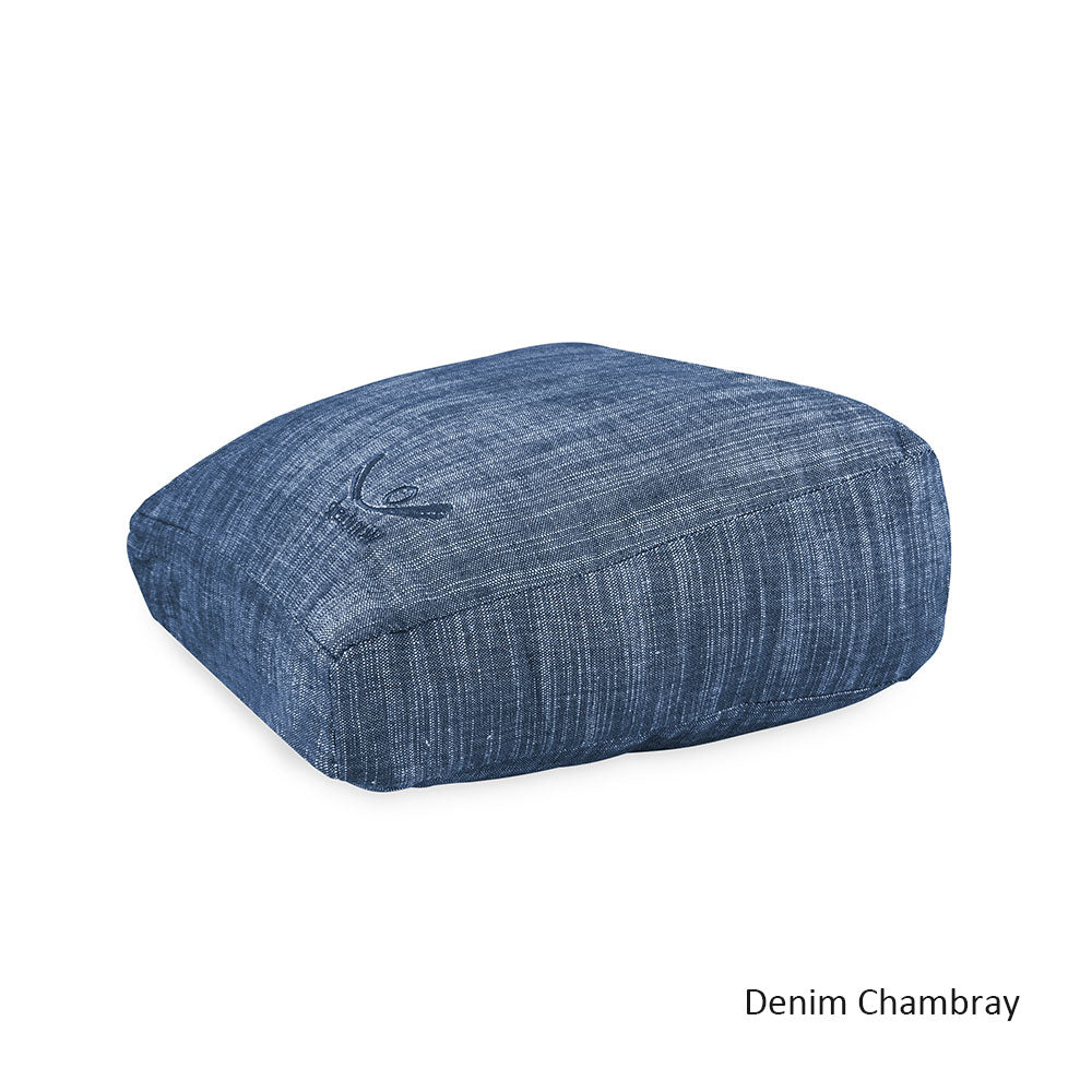 Meditation Cushion - Organic Cotton Square Zafu - Chambray